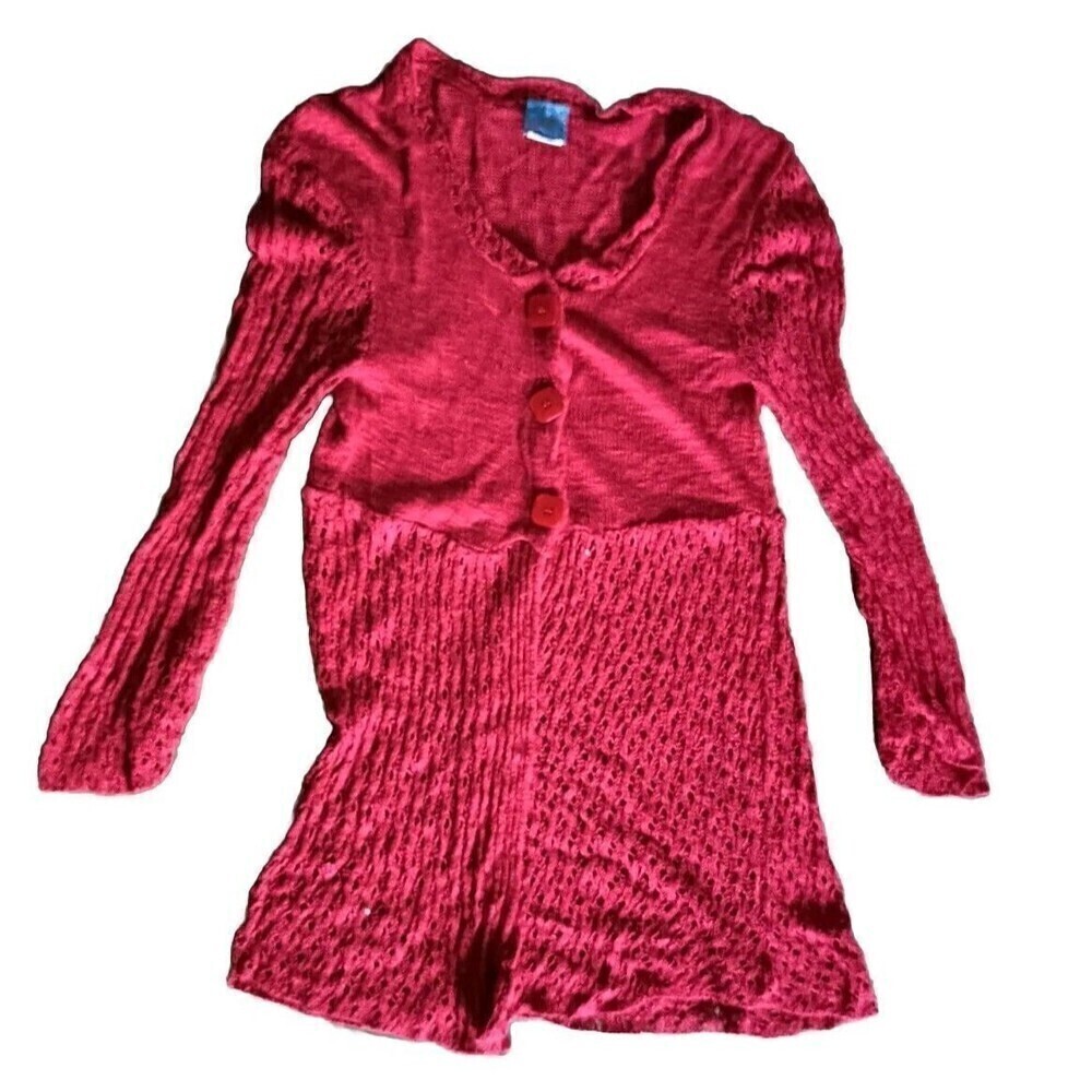 A2 by Armand and Alba Sweater Size Small Red Women’s Cardigan Mixed Knit Tunic